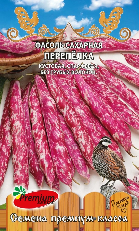 Фасоль_Перепёлка (куст спарж со штрихами)_10_шт._Премиум Сидс