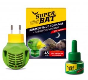 SuperBAT Комплект Жидкость от комаров 45 ночей, 30 мл, + фумигатор 24 шт./кор.