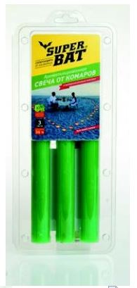 SuperBAT Свечи ароматизированные от комаров в блистере (3 шт в уп.) 12шт/кор
