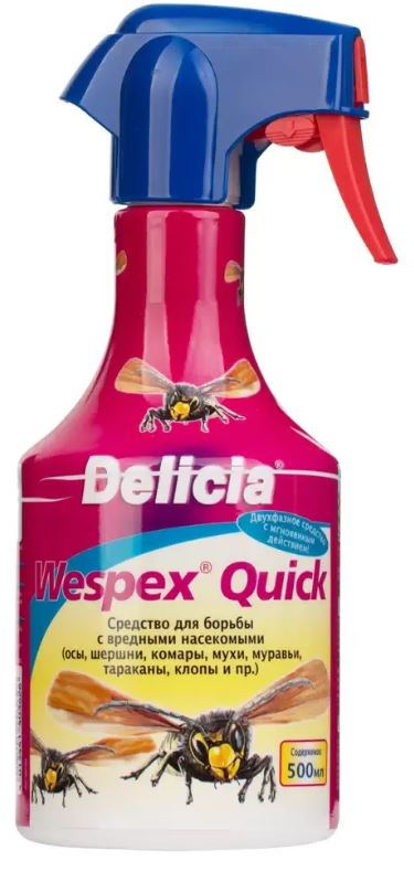 Delicia Wespex-Quick Профессиональное распылит. средство от жалящих насекомых (ос, шершней, пчел, шмелей, оводов, мух, комаров и пр.) 500мл, арт.1305/2610-160