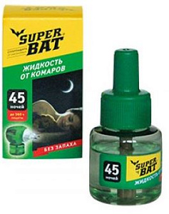 SuperBAT Жидкость от комаров средство инсектицидное флакон на 60 ночей, 45 мл, 24 шт./кор.