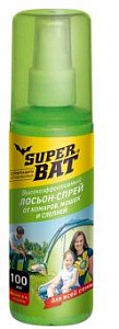 SuperBAT Лосьон-Спрей от комаров Репеллент №1 100мл 50шт/кор