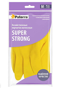 Перчатки хозяйственные, резиновые SUPER STRONG, р-р M, PATERRA
